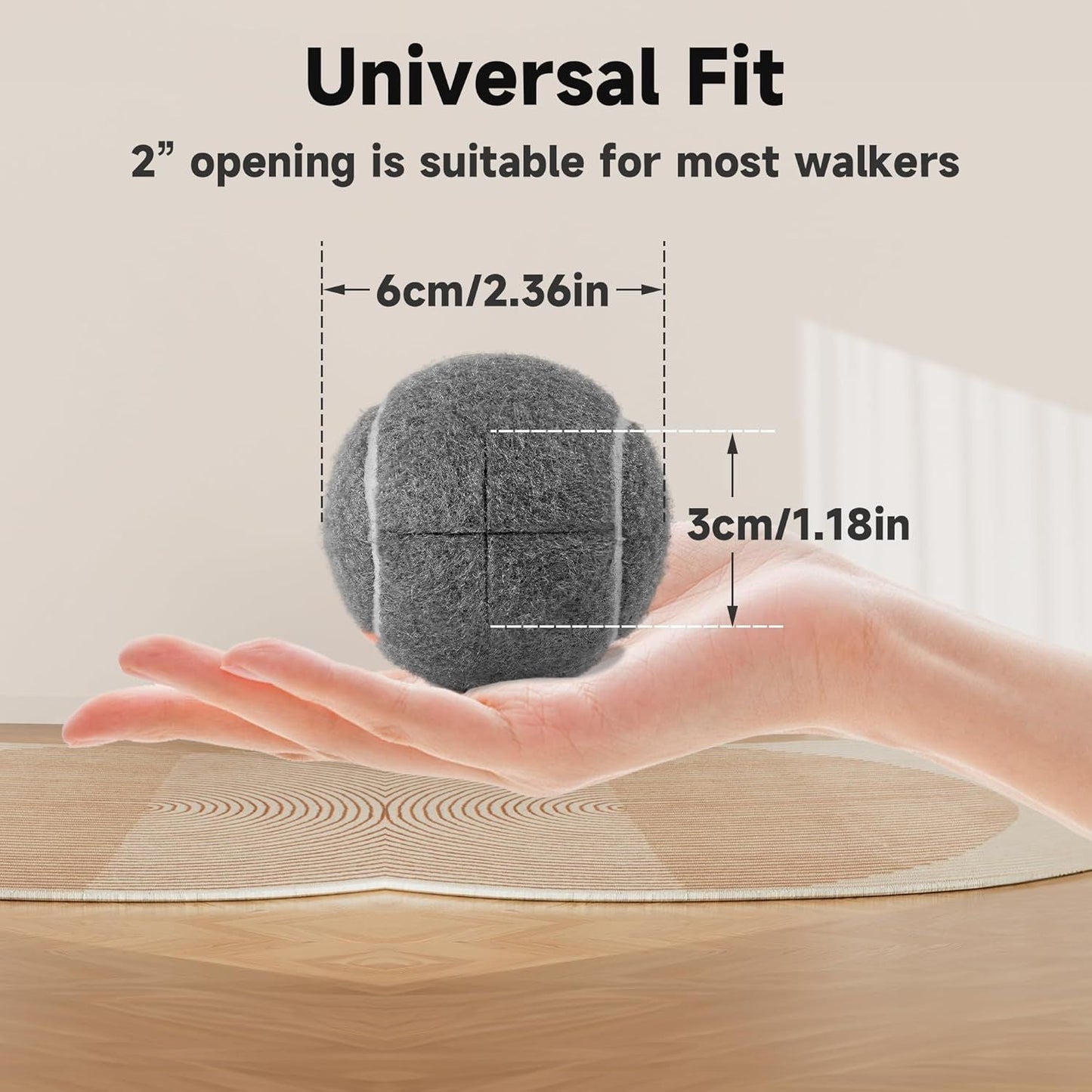 Precut Tennis Balls for Walkers 4-Pack - Silent Indoor Glide Balls Grey