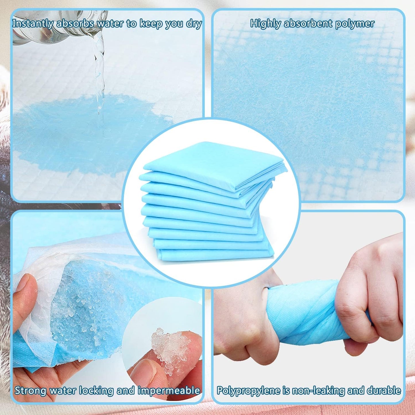 Disposable Changing Pads 100-Pack - Super Absorbent Leak-Proof Incontinence Mat
