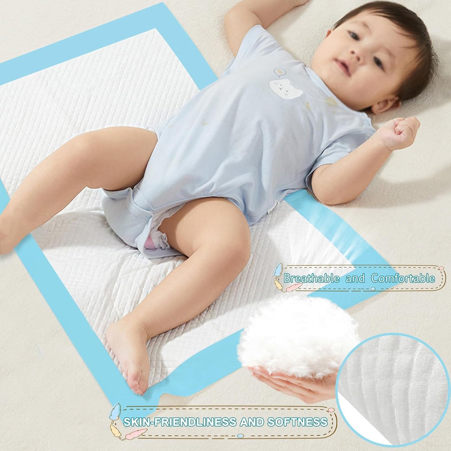 Disposable Changing Pads 100-Pack - Super Absorbent Leak-Proof Incontinence Mat
