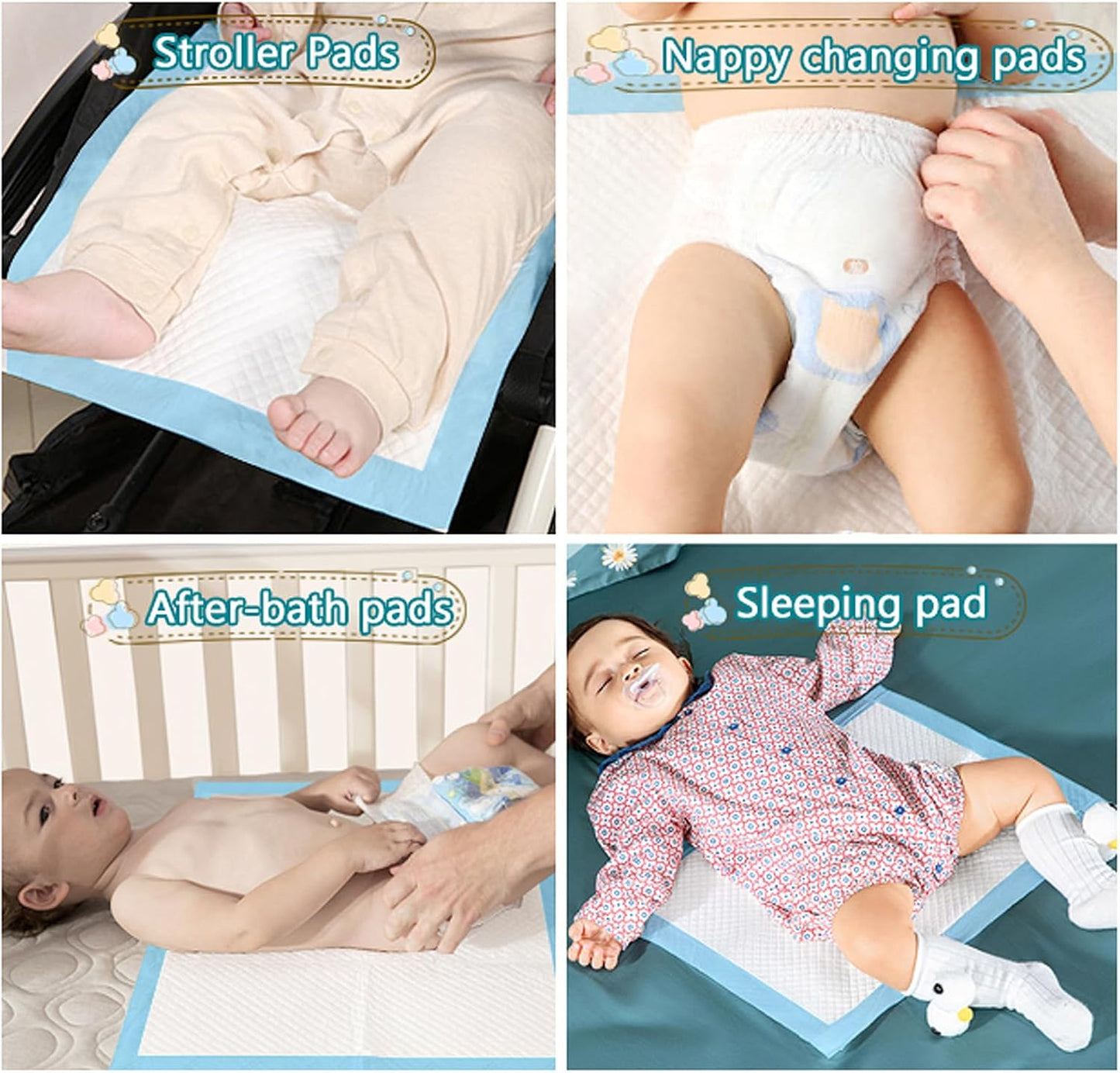 Disposable Changing Pads 100-Pack - Super Absorbent Leak-Proof Incontinence Mat