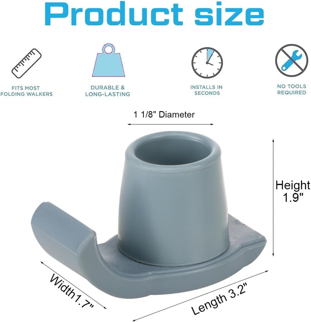 Walker Ski Glides 2-Pack 28mm - Rubber Replacement Caps for Folding Walkers