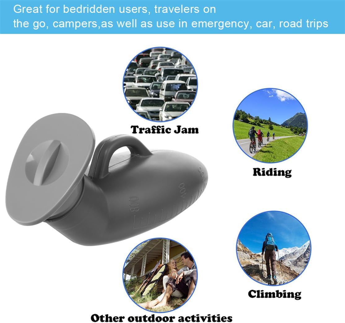 Male Urinal Bottle 800ml - Portable Pee Bottle with Spill-Proof Lid