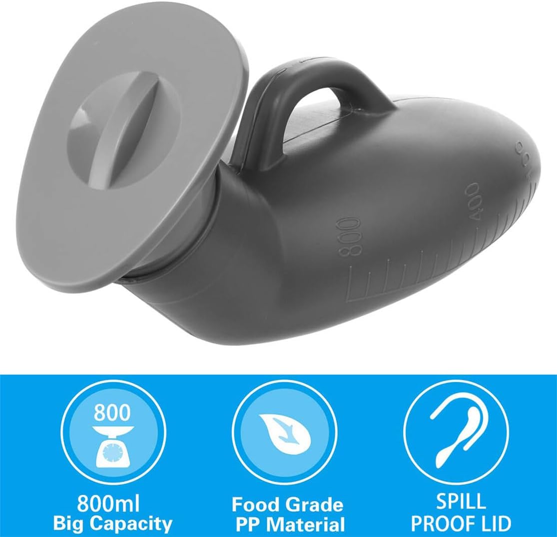 Male Urinal Bottle 800ml - Portable Pee Bottle with Spill-Proof Lid