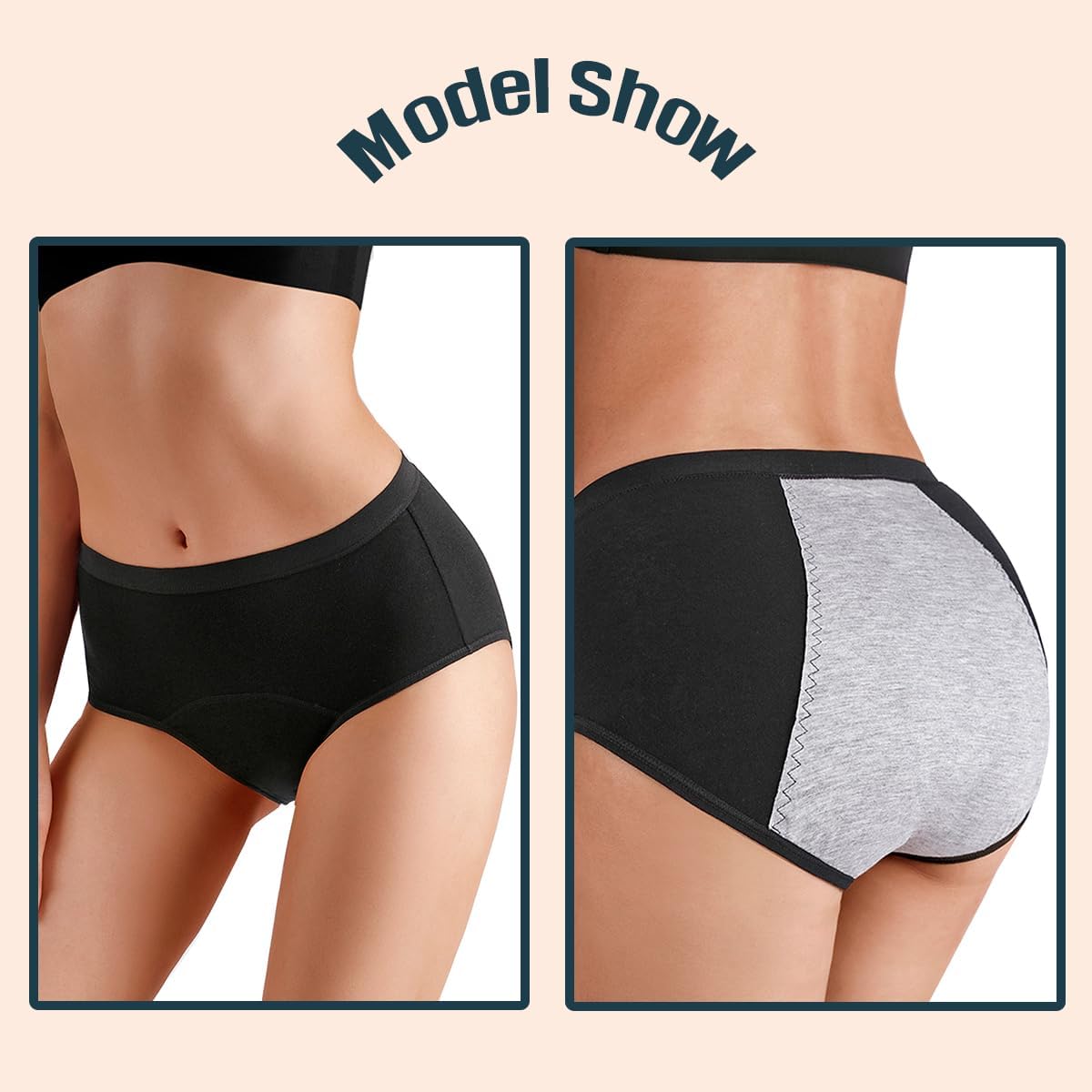 Women's High Waist Leakproof Period Panties 4-Pack - Cotton Breathable Knickers