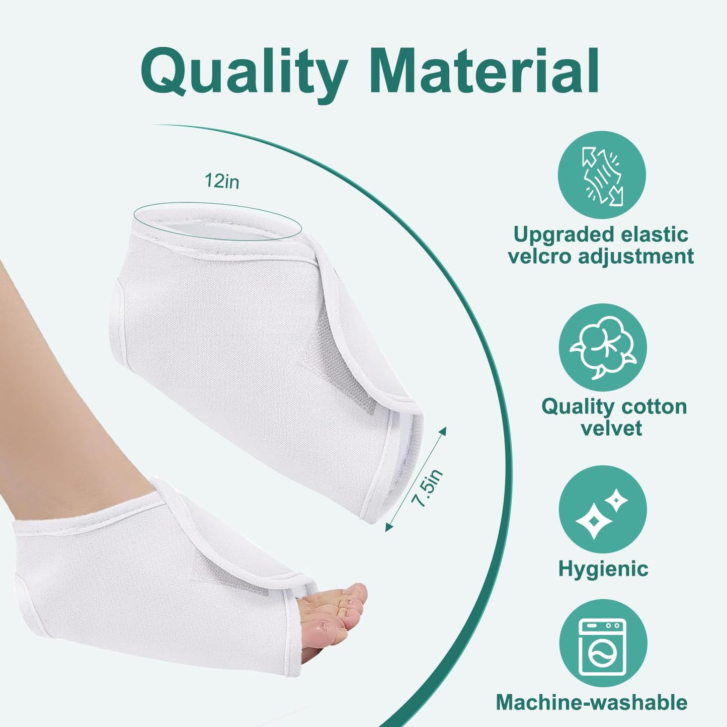 2-Pack Castor Oil Ankle Wrap - Plantar Fasciitis Relief Brace White