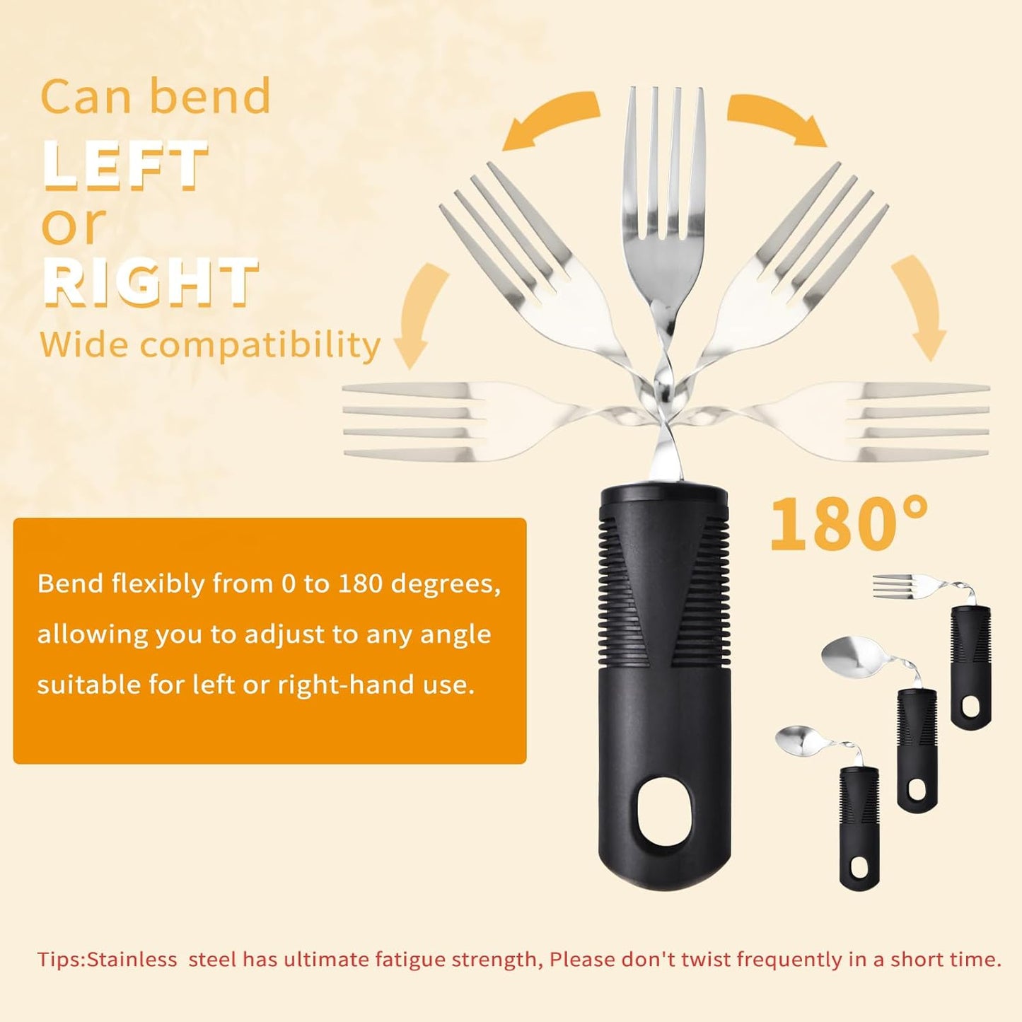 Foldable 4-Piece Weighted Cutlery Set for Parkinson's & Tremors - Adjustable Black