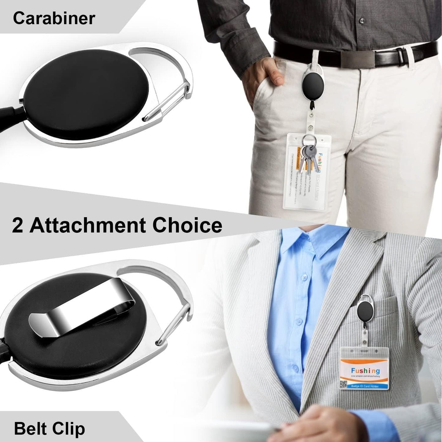 10Pcs Retractable ID Badge Holders ID Badge Reels with Belt Clip Retractable Badge Holders or Oice Worker Doctor Nurse (Black)