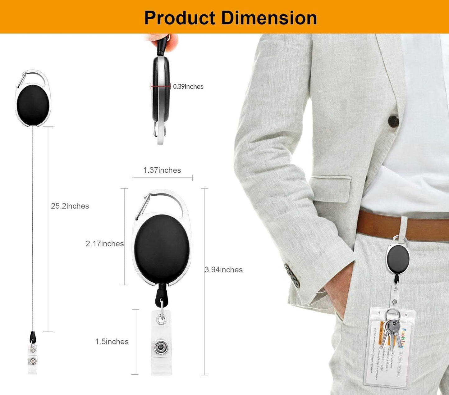 20Pcs Retractable ID Badge Holders ID Badge Reels with Clip Retractable Badge Holders or Oice Worker Doctor Nurse (Black)