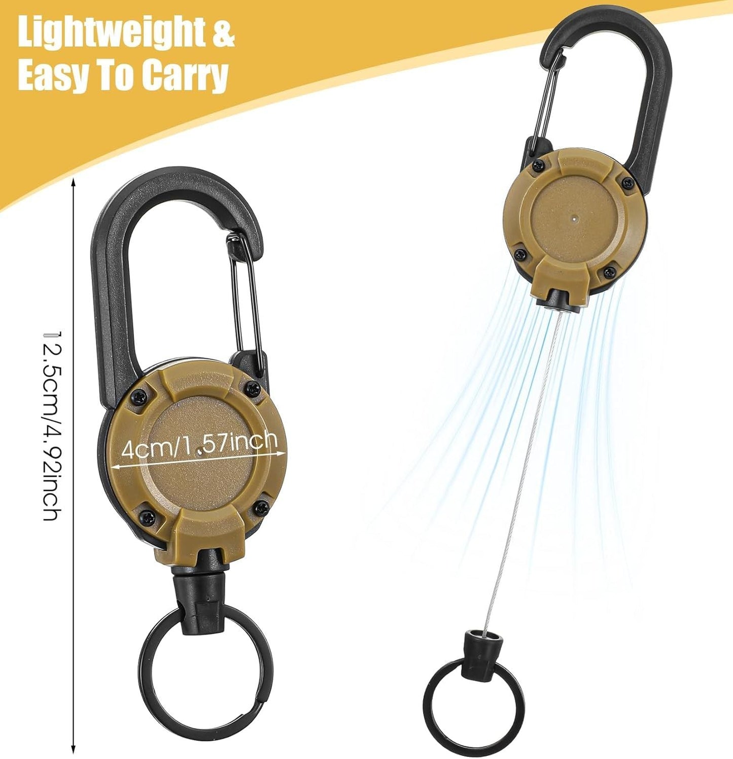3 Pack Retractable Key Chain, Retractable Keychain Heavy Duty ID Badge Reel with Keys Ring, Keys Holder for Outdoor & Office Use