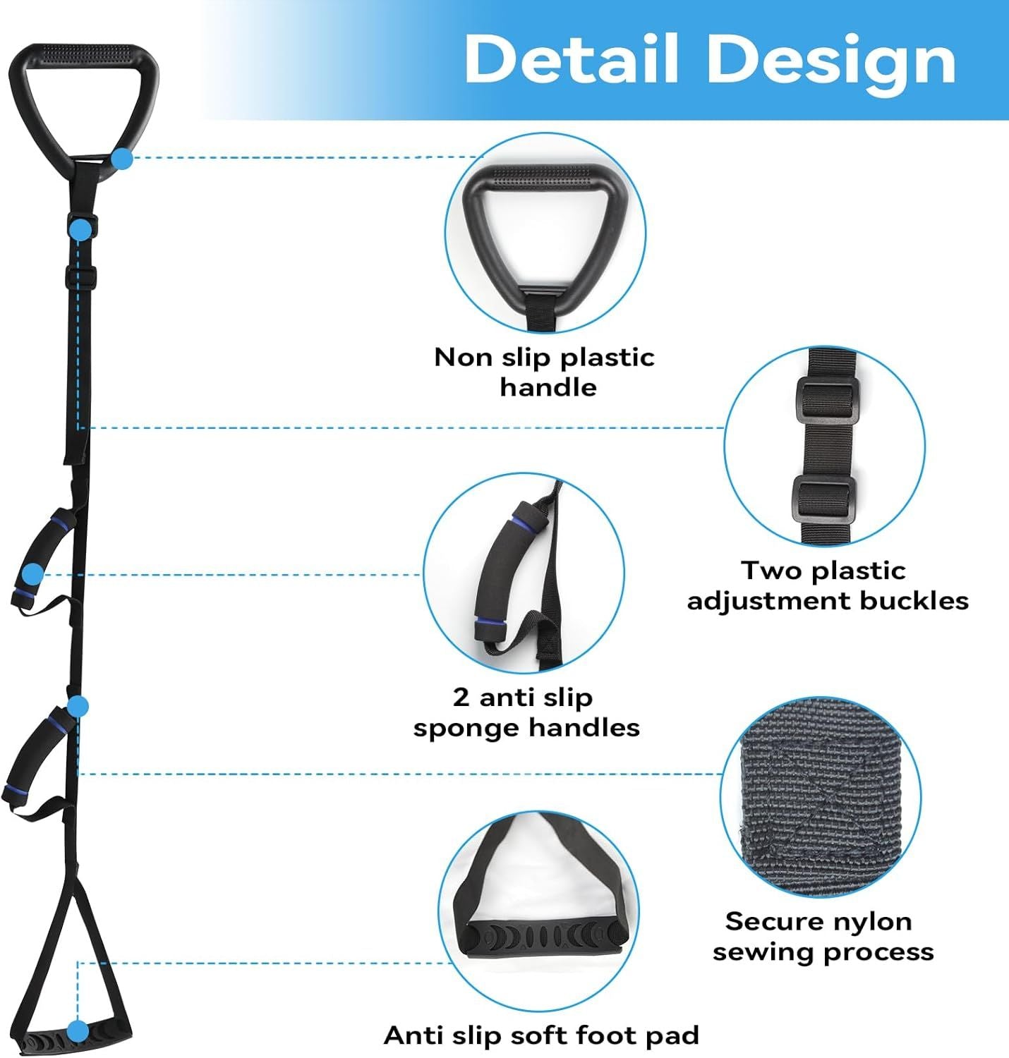 Long Rigid Leg Lifter Strap 25.5-56 - Mobility Aid for Bed Car & Wheelchair