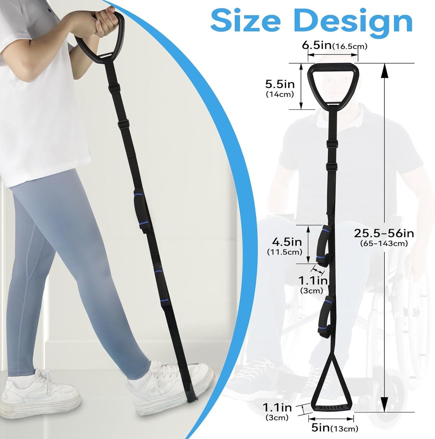 Long Rigid Leg Lifter Strap 25.5-56 - Mobility Aid for Bed Car & Wheelchair