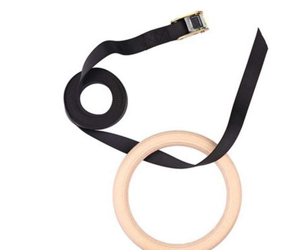 Wood Gymnastic Rings 2-Pack - Olympic Gym Rings with Adjustable Straps 28mm