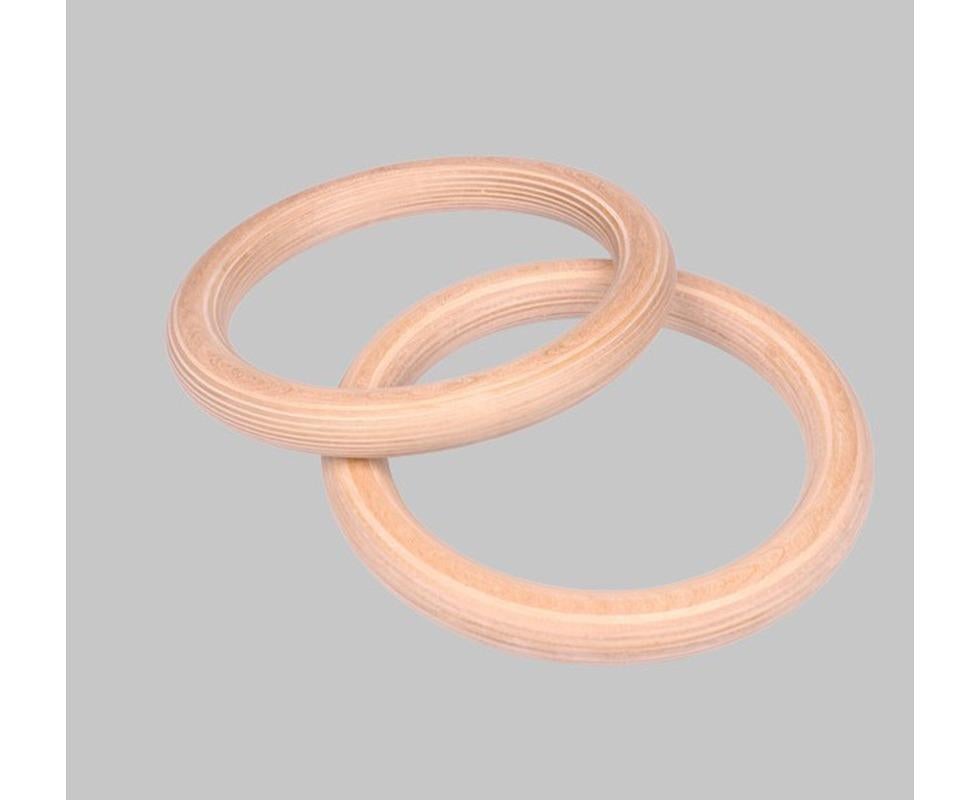 Wood Gymnastic Rings 2-Pack - Olympic Gym Rings with Adjustable Straps 28mm