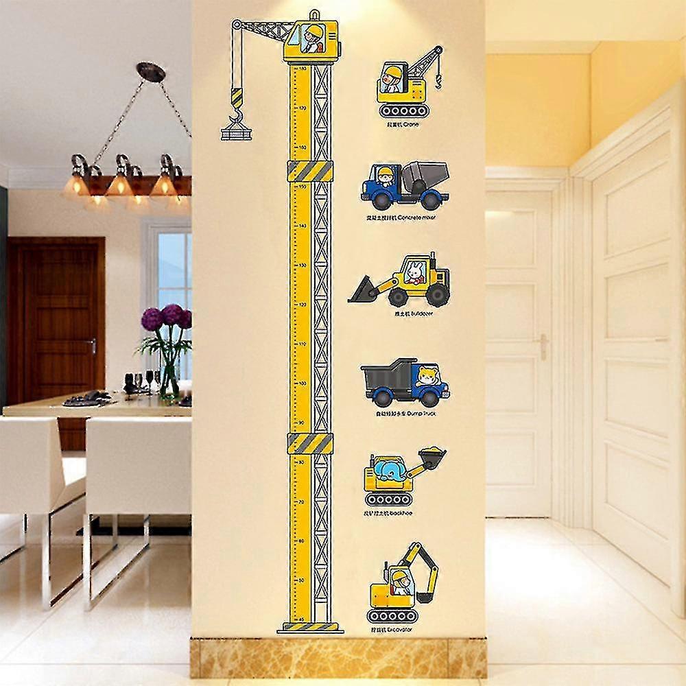 Babies Growth Height Chart Removable Bedroom Wall Stickers Decals Construction Vehicles