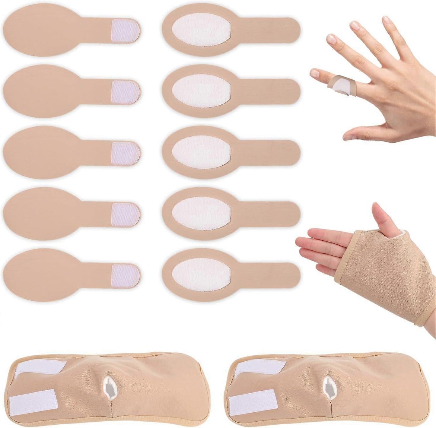 10pcs Castor Oil Finger Wraps & 2pcs Castor Oil Pack for Hands, Soft Cotton