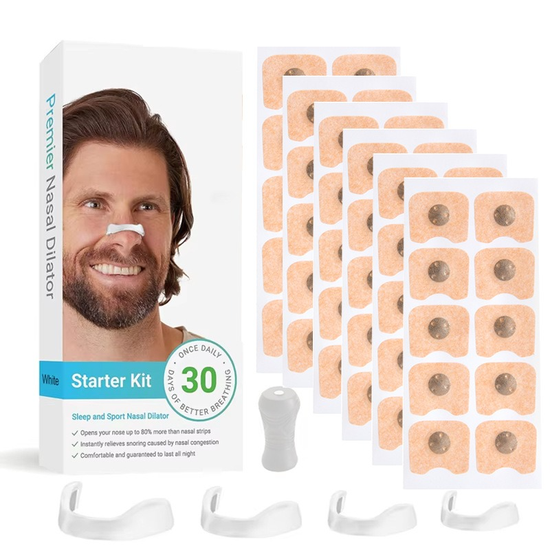 Square Magnetic Nose Clip Set - Anti-Snoring Nasal Breathing Aid (White)