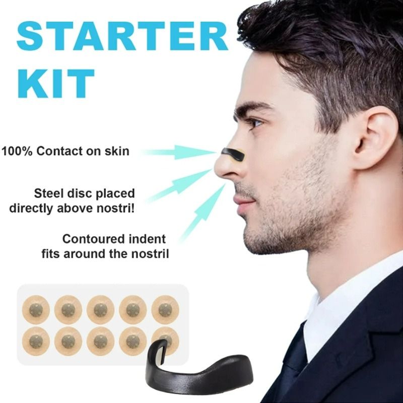 Square Magnetic Nose Clip Set - Anti-Snoring Nasal Breathing Aid (White)