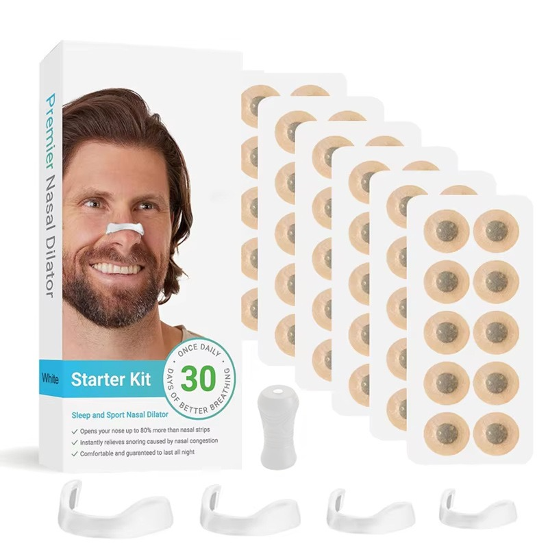Round Magnetic Nose Clip Set - Anti-Snoring Nasal Breathing Aid (White)