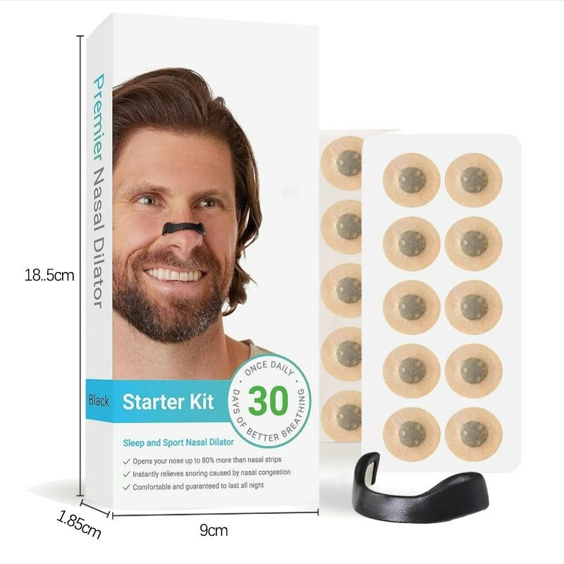 Round Magnetic Nose Clip Set - Anti-Snoring Nasal Breathing Aid (White)