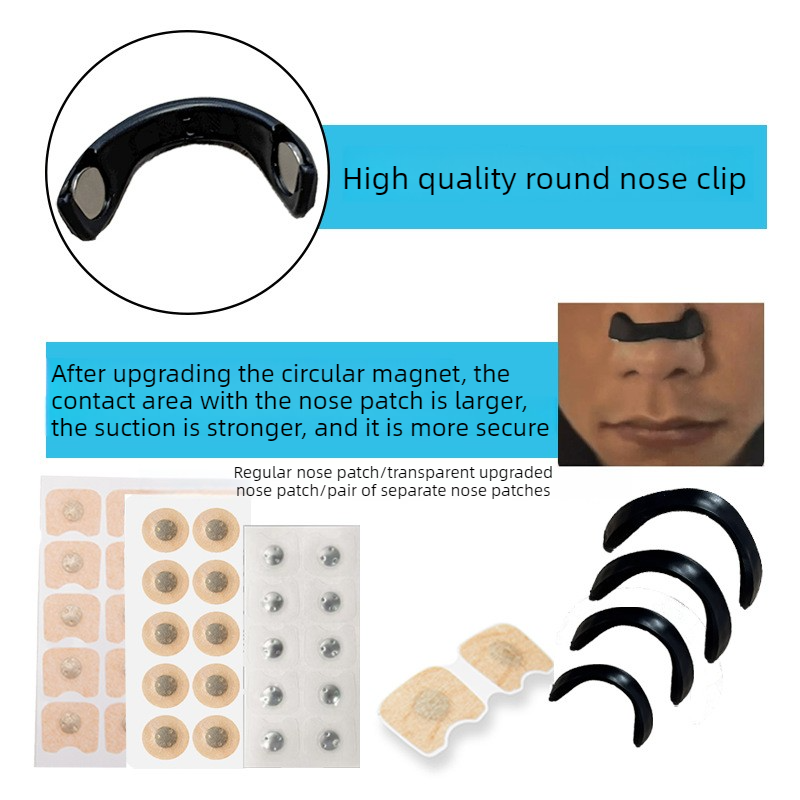Square Magnetic Nose Clip Set - Anti-Snoring Nasal Breathing Aid (Black)