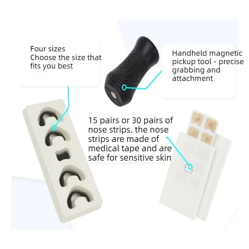 Round Magnetic Nose Clip Set - Anti-Snoring Nasal Breathing Aid (Black)