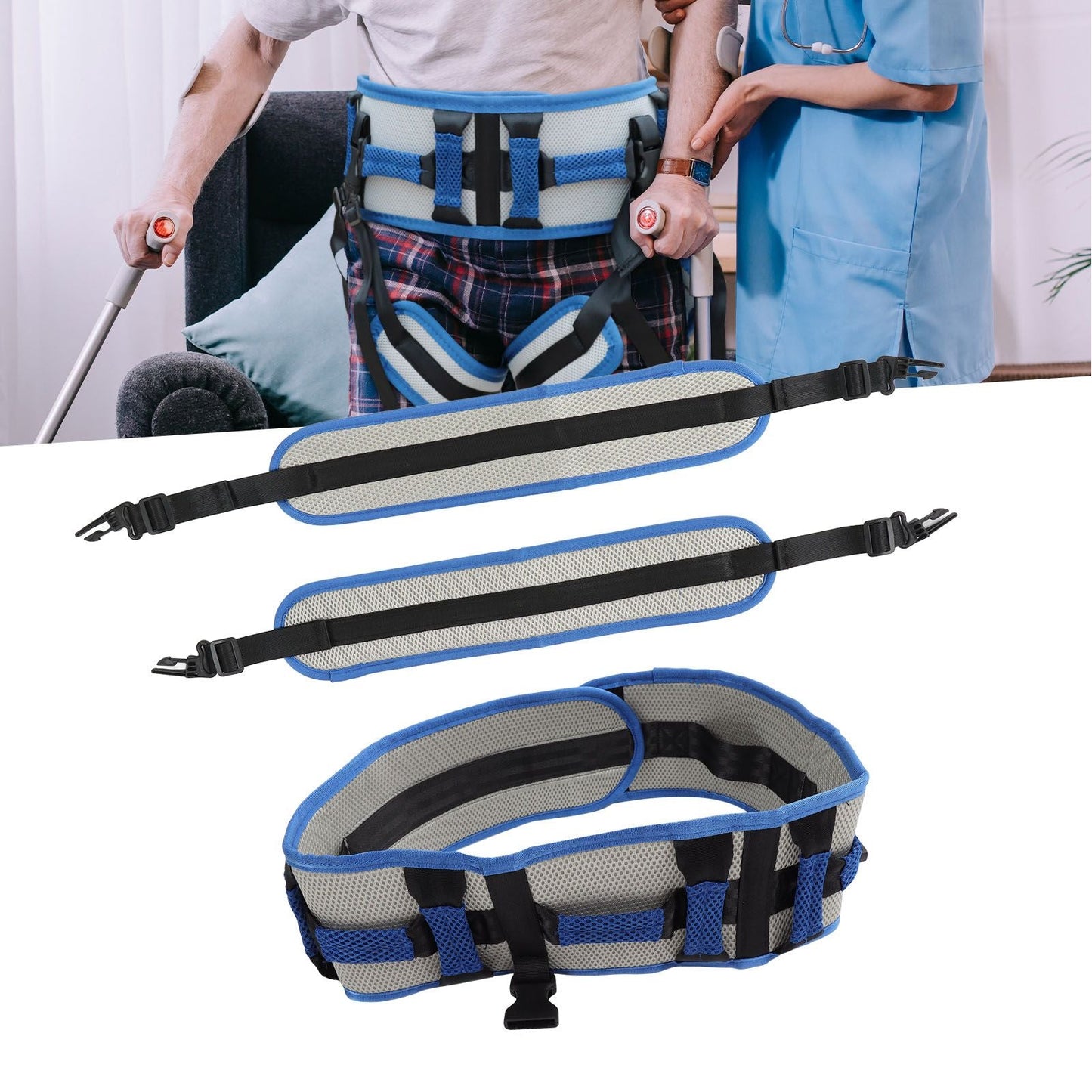 Transfer Belt Stable Support Uniform Force EVA Transfer and Walking Gait Belt with Leg Loops for Patients Elderly L