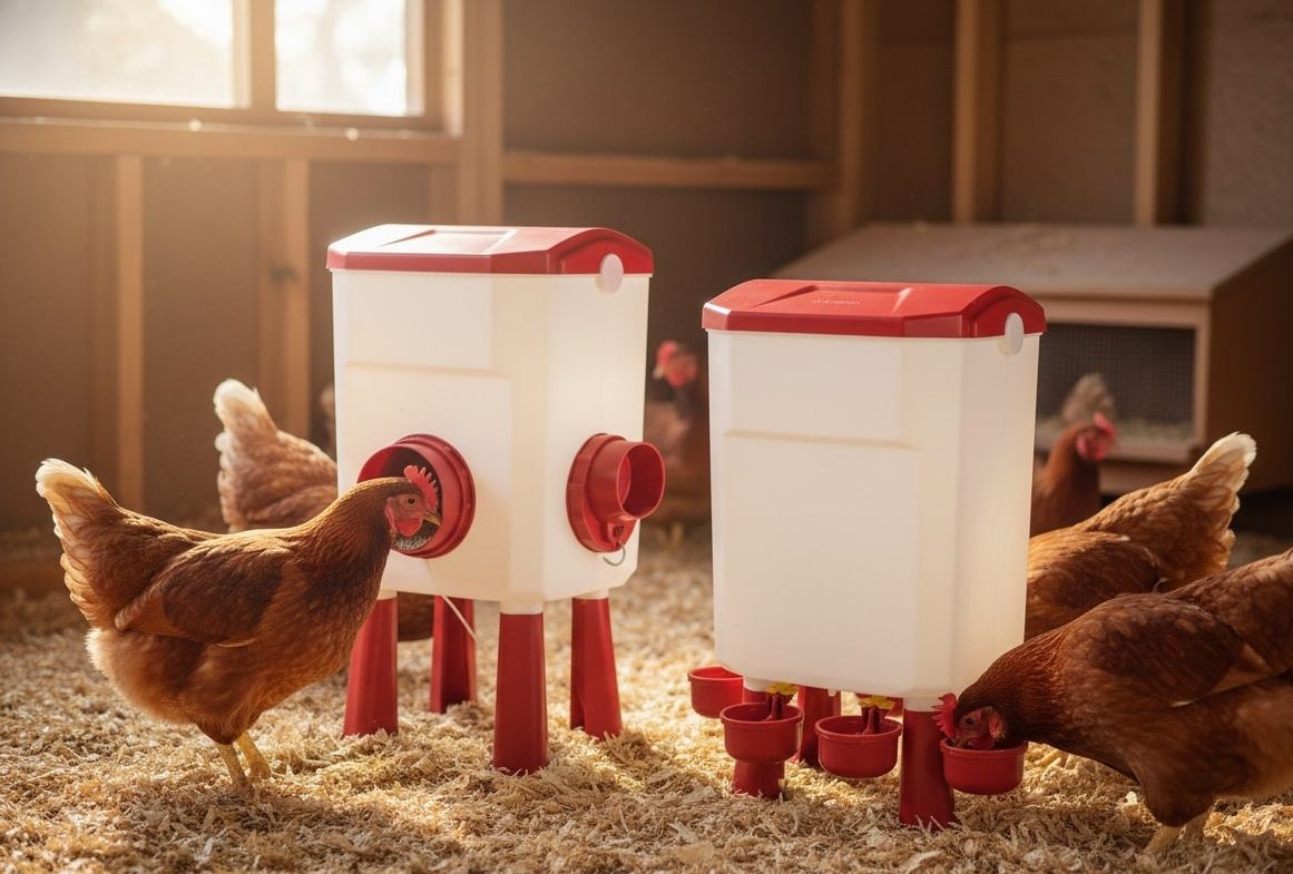Automatic Chicken Feeder & Waterer Set - 8KG Food & 7L Water Red