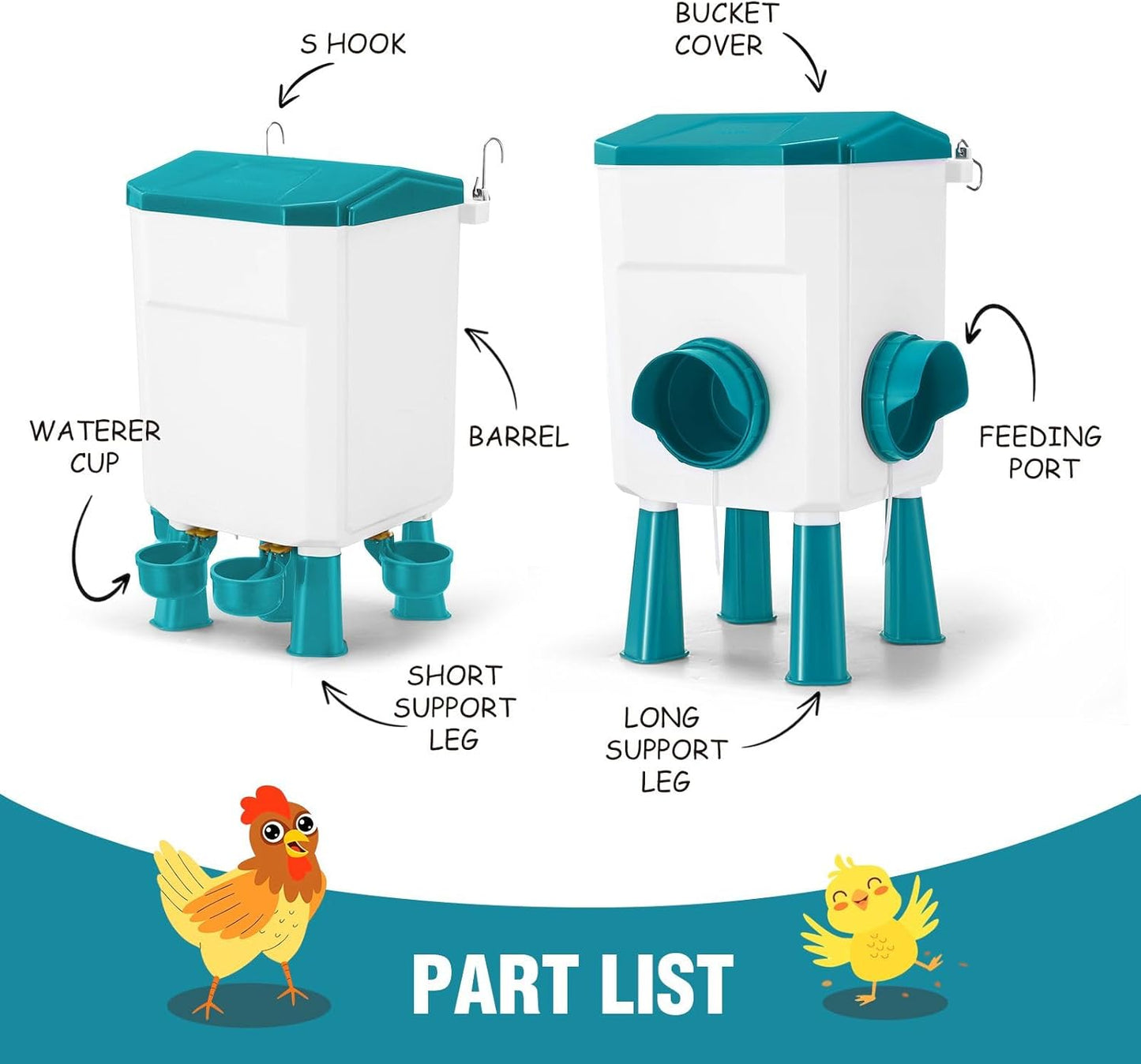 Automatic Chicken Feeder & Waterer Set - 8KG Food & 7L Water Blue