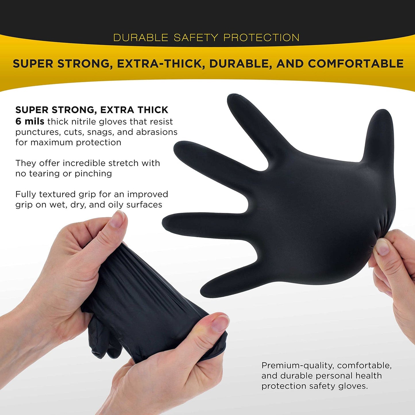 Heavy-Duty 6 Mil Nitrile Gloves - 100 Pack, Super Strong & Latex-Free for Industrial Use (Small)