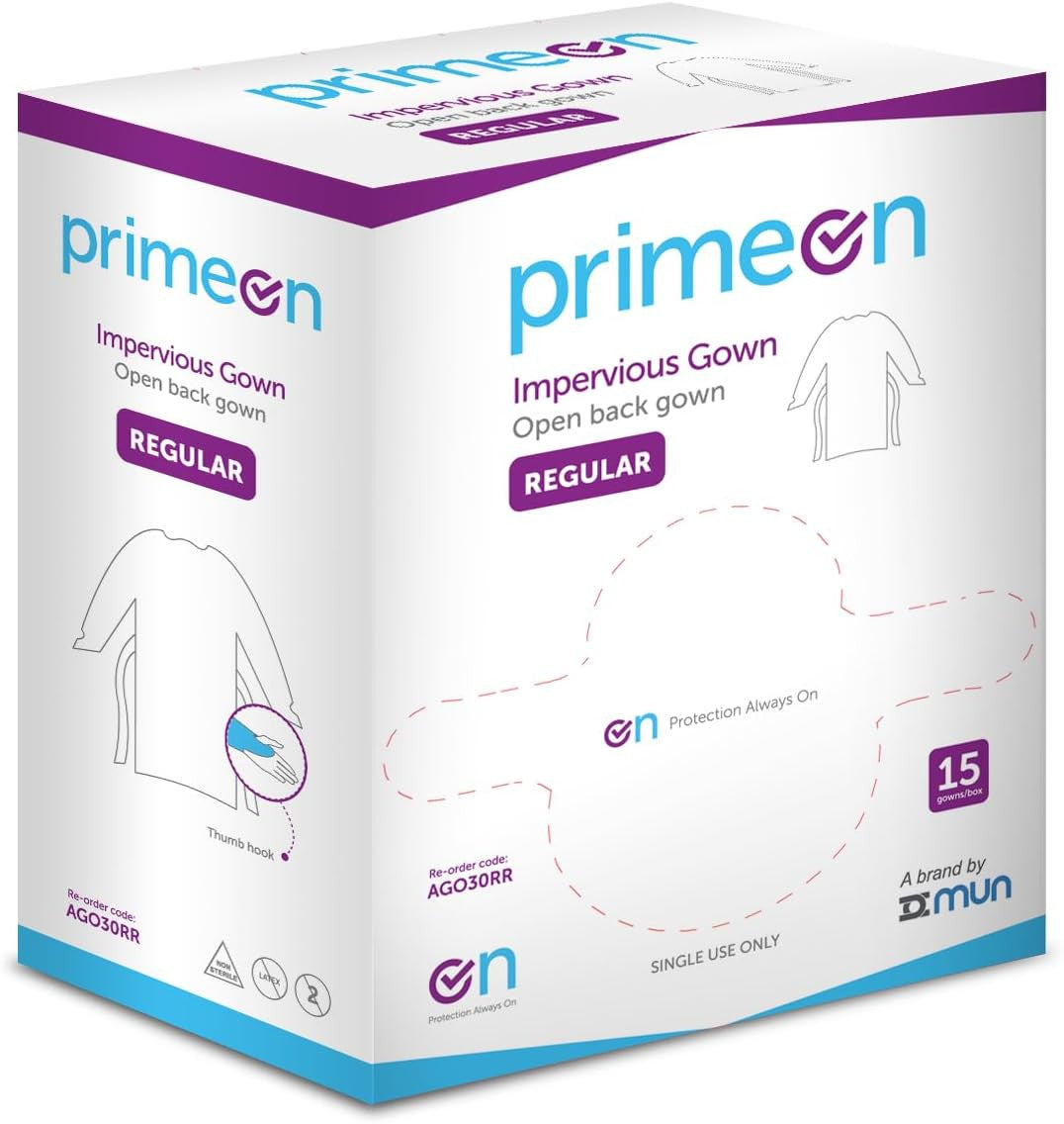 Medical Gown 15 Pack – Disposable Blue PPE Gowns with Open Back & Thumb Loops – Fluid Resistant