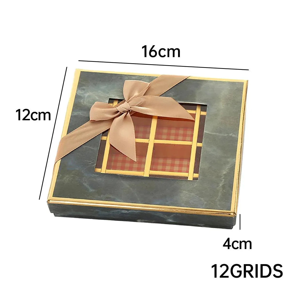 Valentine's Day Chocolate Box 12-Grid - Gift Display Window Gray 25-Pack