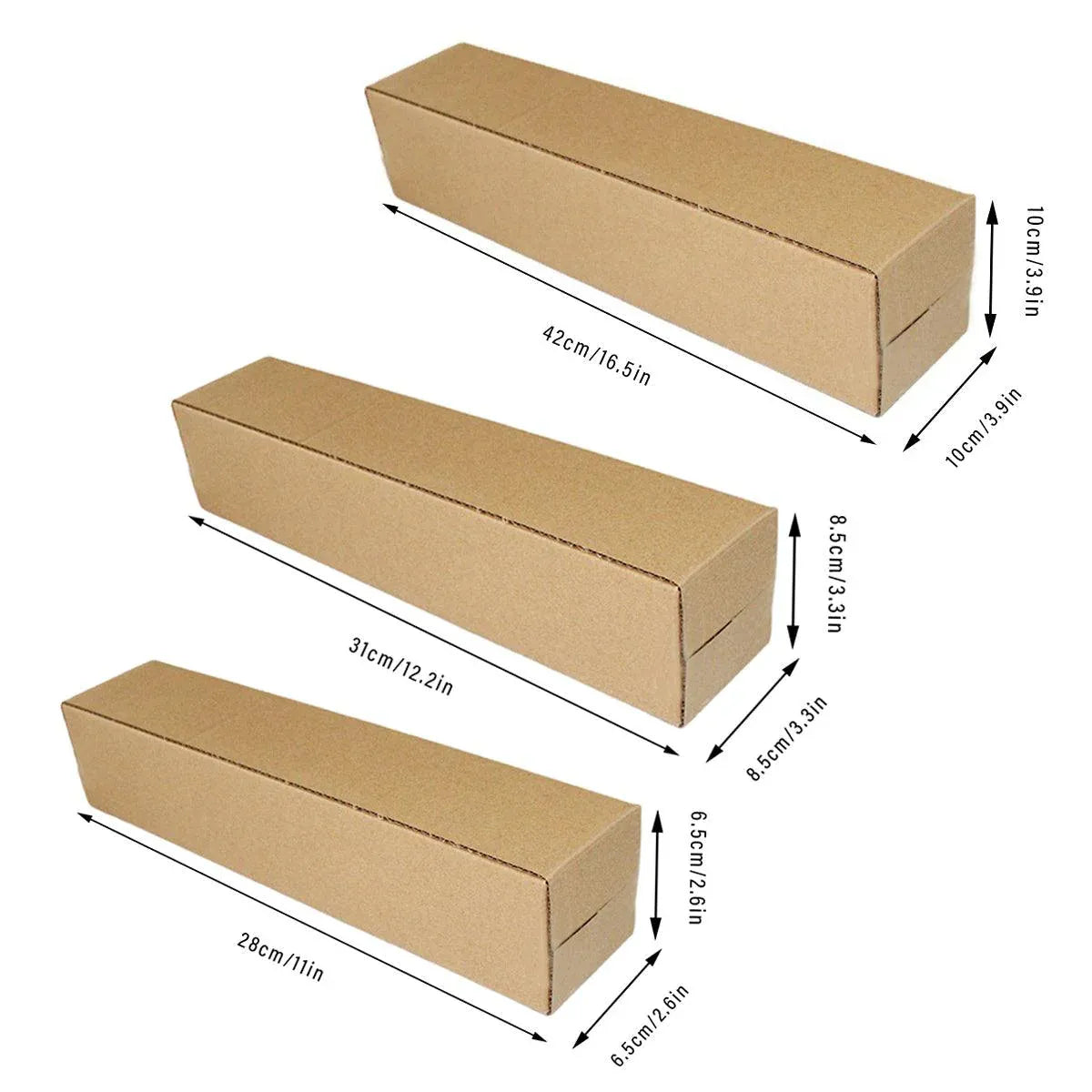 Shipping Boxes 50-Pack - Long Strip Cartons for Storage 10x10x42cm
