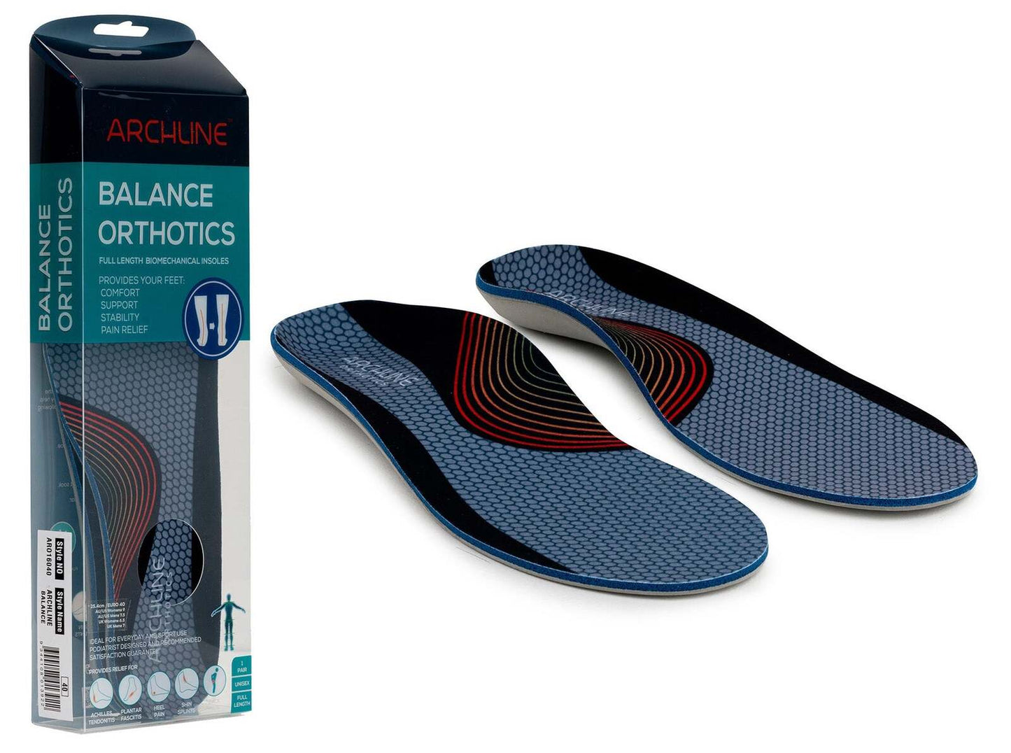 ARCHLINE Orthotics Insoles Balance Full Length Arch Support Pain Relief - EUR 42