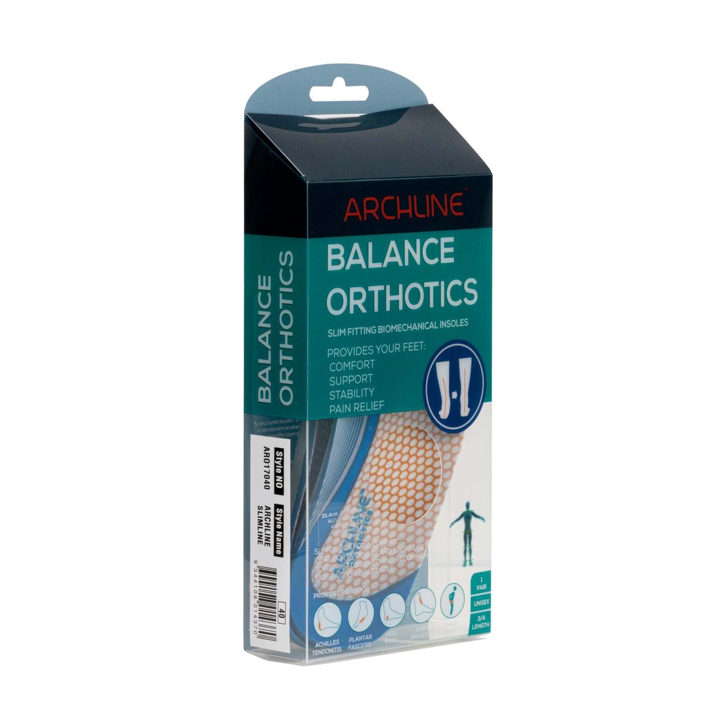 ARCHLINE 3/4 Slim Orthotics Plantar Fasciitis Insoles Balance Support Relief - EUR 37