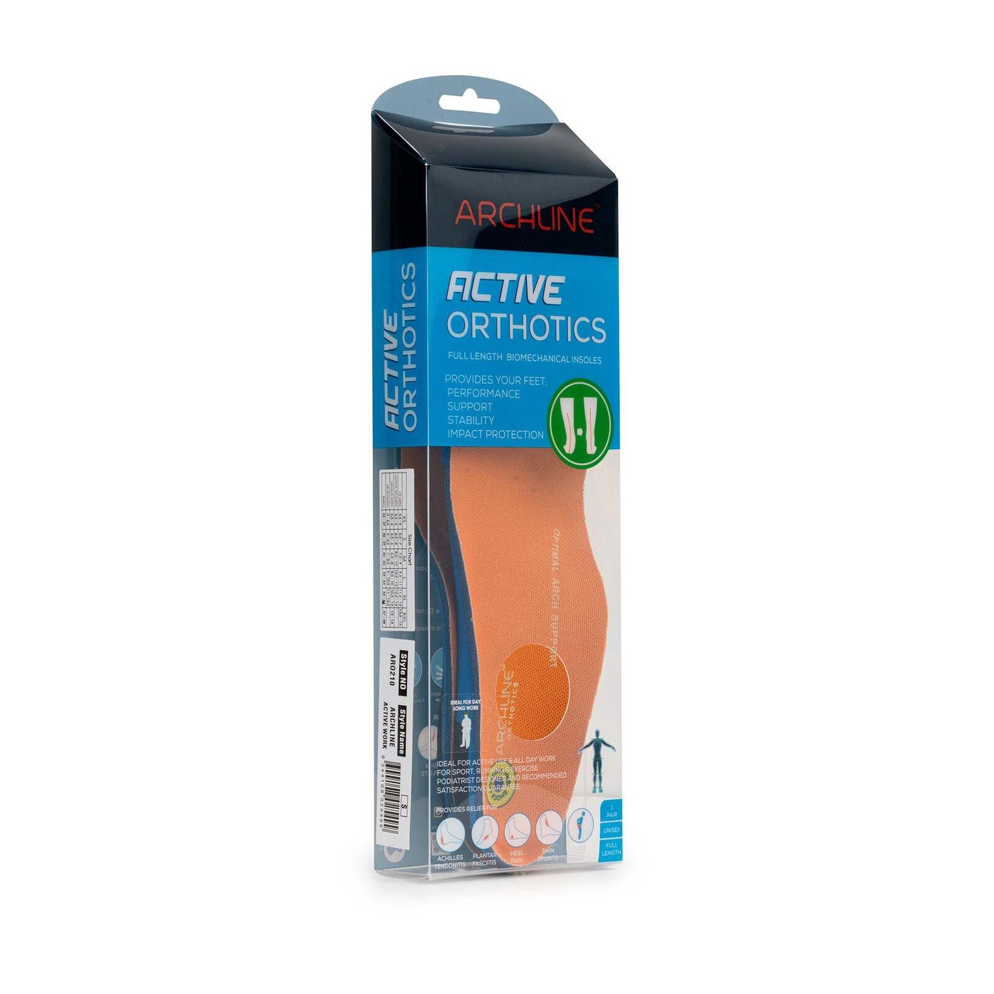 Archline Active Orthotics Full Length Arch Support Pain Relief Insoles - For Work - M (EU 40-42)