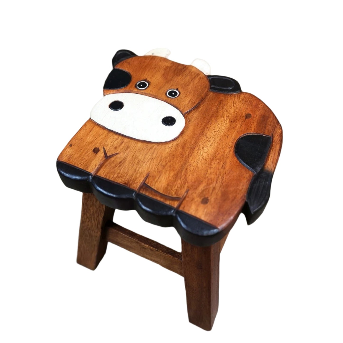 Premium Kids Wooden Cow Stool – Handmade Solid Wood Toilet Training and Step Stool