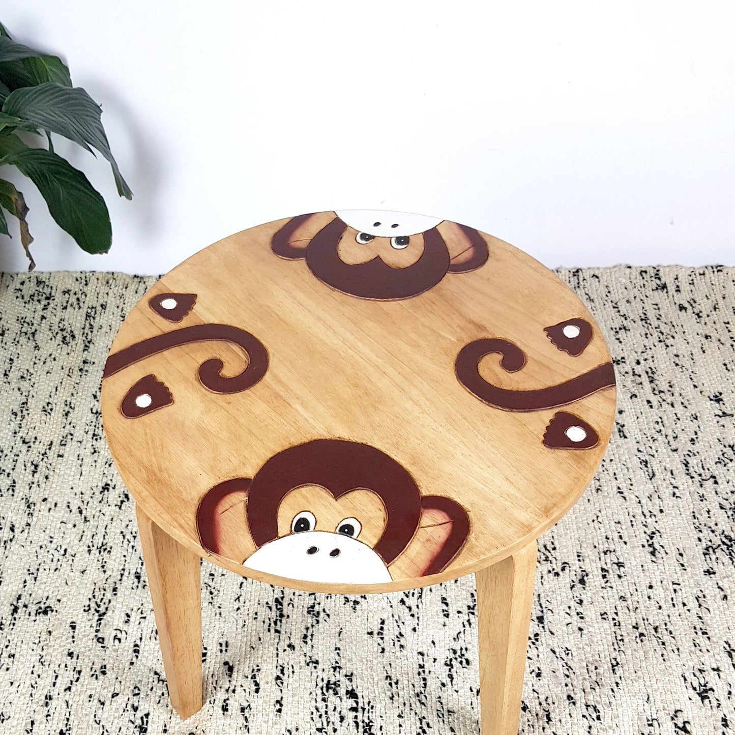 Kids Wooden Table – Monkey Design - Handmade Solid Hardwood