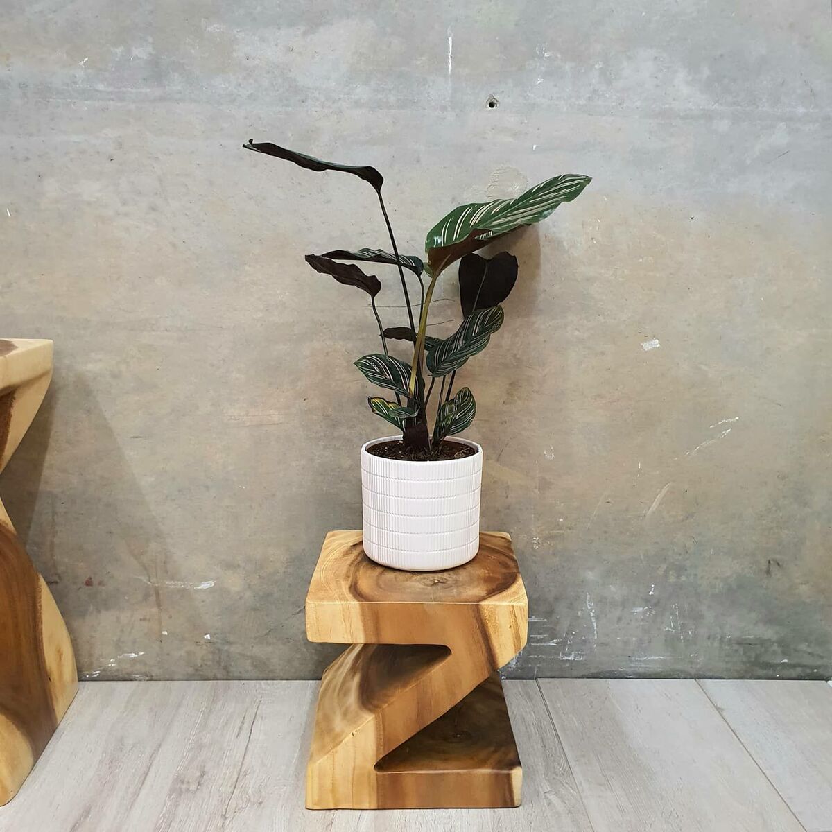 Handmade Timber Z Shape Stool / Plant Stand / Book Ends