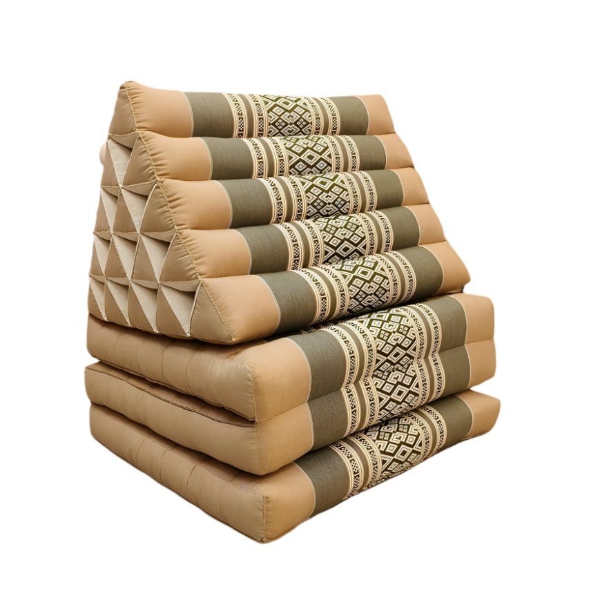 Jumbo Thai Triangle Pillow 3‑Fold – Handmade Kapok Daybed Cushion | Fold-Out Floor Mattress