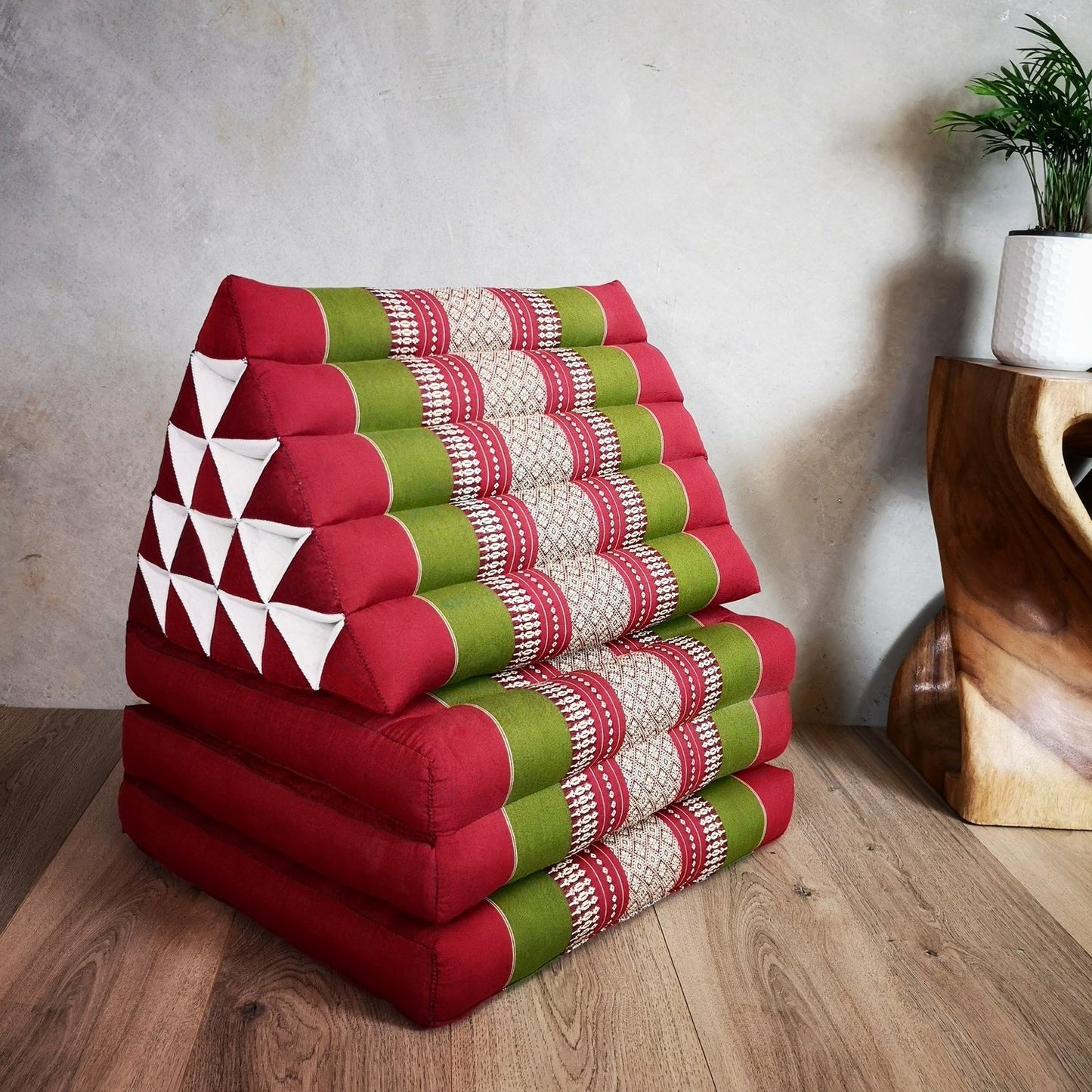 Jumbo Thai Triangle Pillow 3‑Fold – Handmade Kapok Daybed Cushion | Fold-Out Floor Mattress