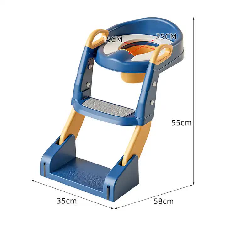 Grey Children's Foldable Toilet Trainer Seat with Potty Ladder