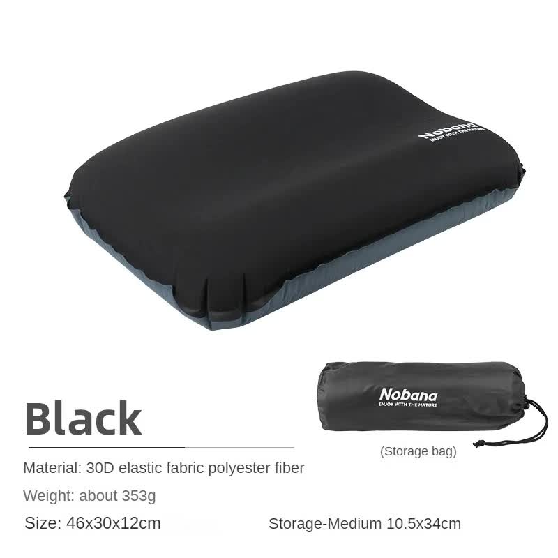 Black Inflatable 3D Outdoor Camping Neck Pillow - Portable Air Cushion