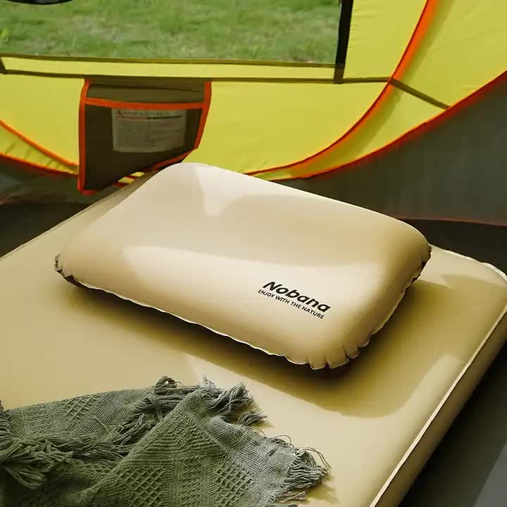 Black Inflatable 3D Outdoor Camping Neck Pillow - Portable Air Cushion