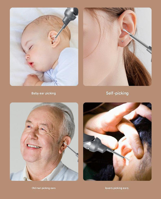 Black Rechargeable Electric Ear Cleaner with LED Light - Safe Wax Removal Tool