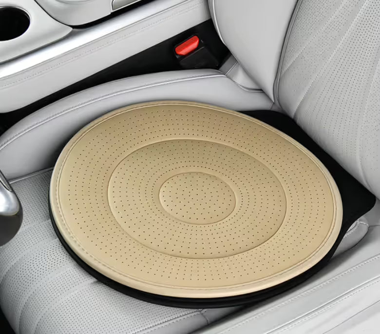 Beige 360 Rotating Car Seat Cushion 53cm - Swivel Mobility Aid for Seniors
