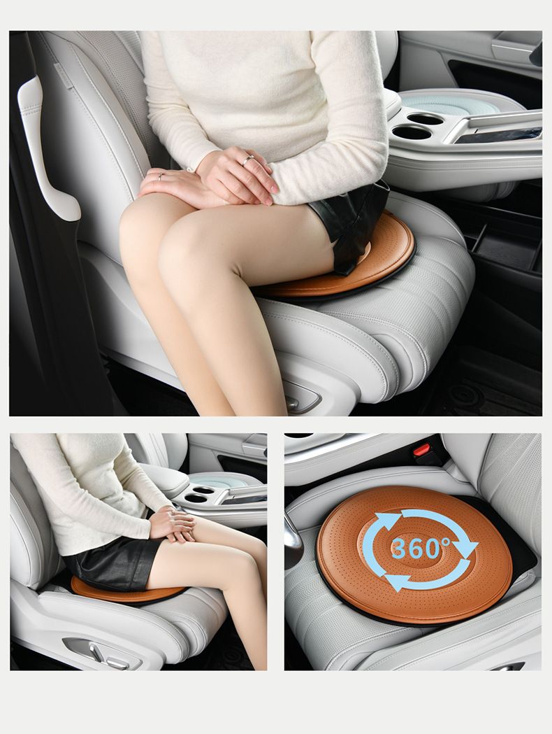 Beige 360 Rotating Car Seat Cushion 53cm - Swivel Mobility Aid for Seniors