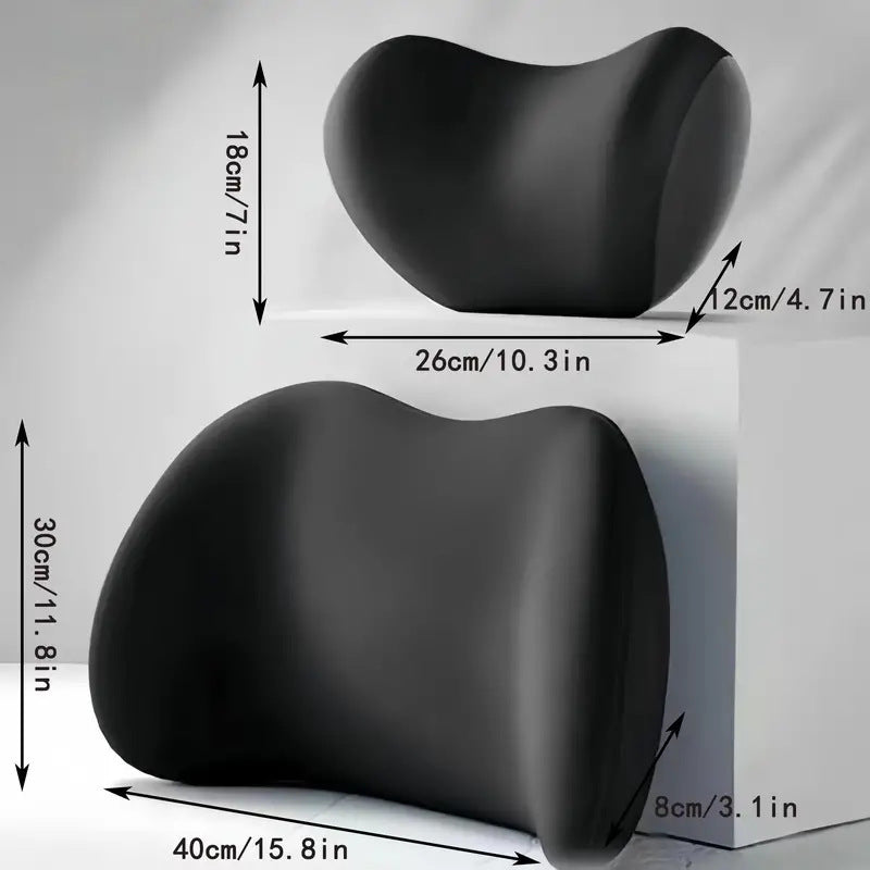 Pink Memory Foam Car Headrest & Lumbar Support Cushion Set