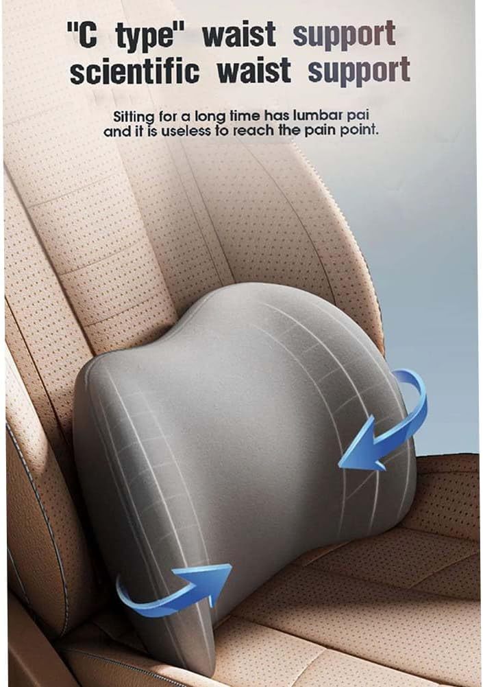 Pink Memory Foam Car Headrest & Lumbar Support Cushion Set