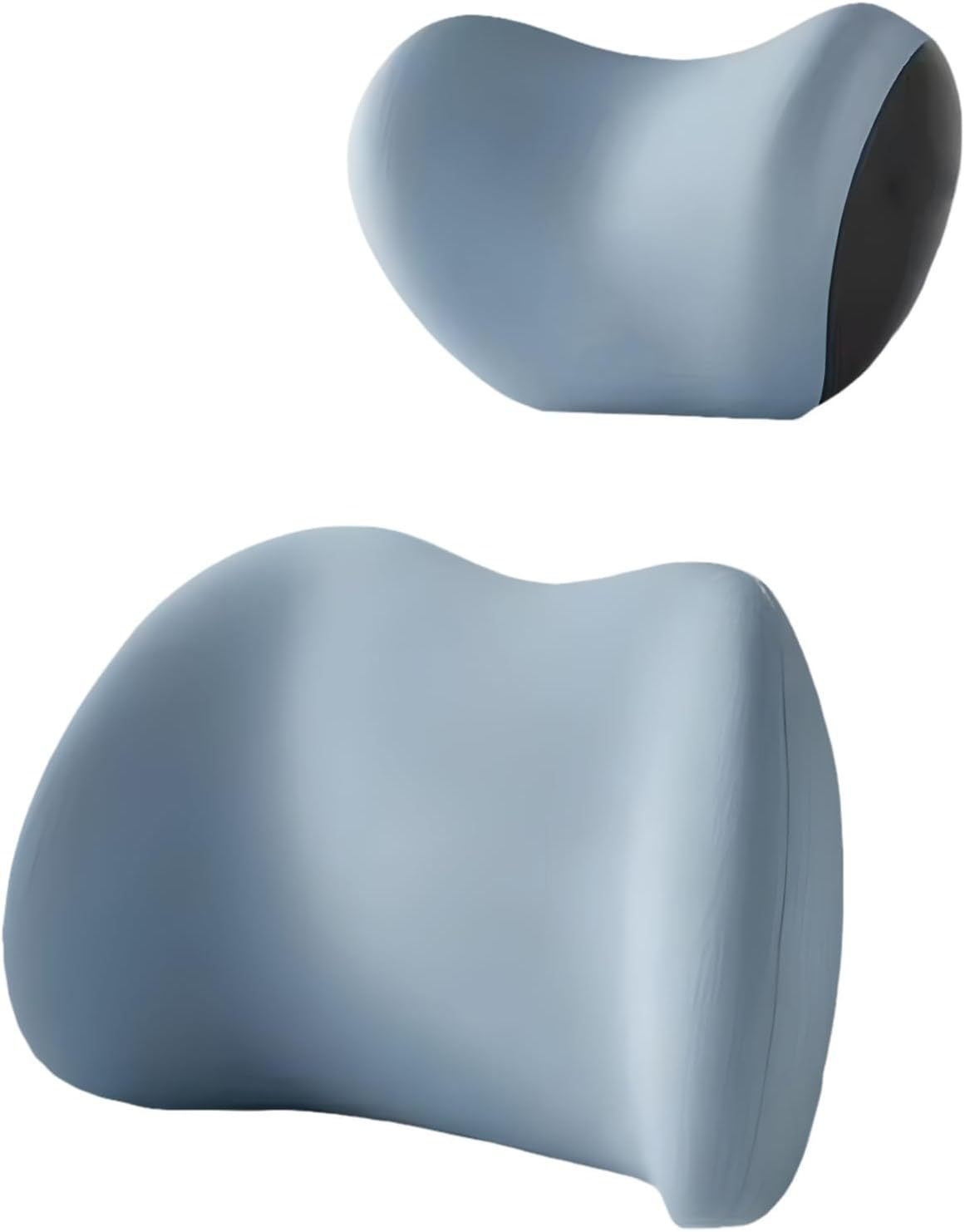 Blue Memory Foam Car Headrest & Lumbar Support Cushion Set