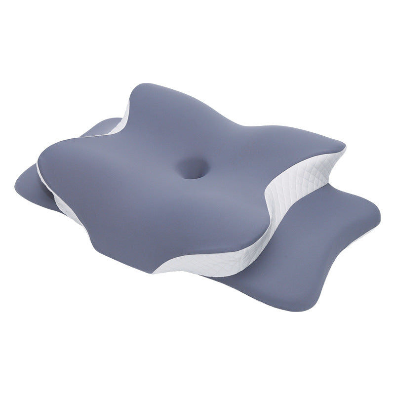 Blue & White Butterfly Memory Foam Pillow - Cervical Neck Support Orthopedic